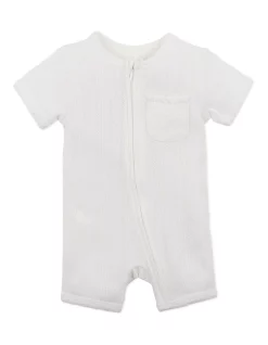Discount ๐งจ Bebe Pointelle Short Sleeve Romper In Ivory ๐คฉ