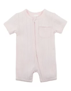 New 🧨 Bebe Pointelle Short Sleeve Romper In Pink 🎁