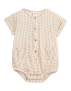 Promo ๐งจ Seed Heritage Placket Romper In Beige ๐คฉ