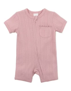 Wholesale 🤩 Bebe Dusky Pink Pointelle Romper In Pink ❤️