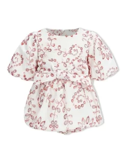 Best deal โ Bardot Junior Rue Broderie Grow Romper In Red/White ๐