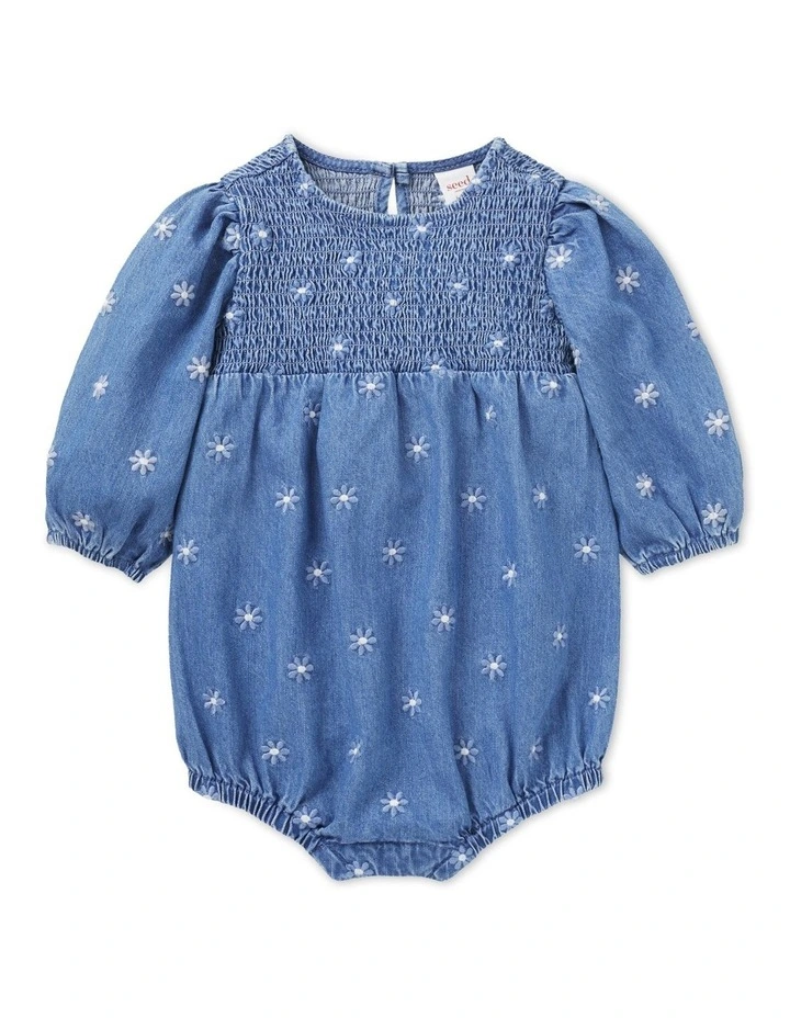 Wholesale β¨ Seed Heritage Denim Embroidered Romper In Classic Blue π