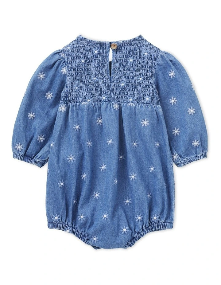 Wholesale β¨ Seed Heritage Denim Embroidered Romper In Classic Blue π - Image 2