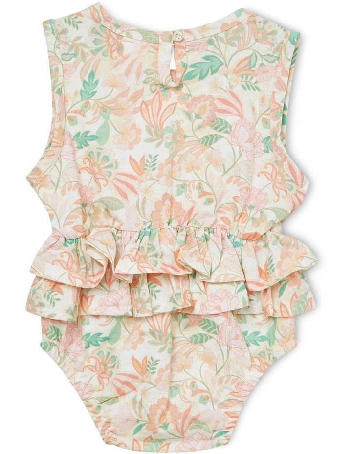 Hot Sale 𧨠Walnut Sadie Romper In Sherbert Garden Print π - Image 2