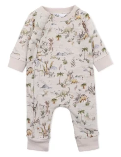 Deals ๐ Bebe Emmett Dino Long Sleeve Zip Romper In Beige ๐