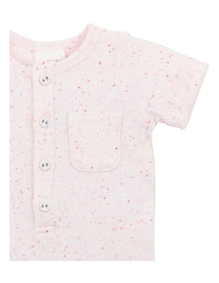 Best deal 𧨠Bebe Henley Short Sleeve Romper In Pink π - Image 3