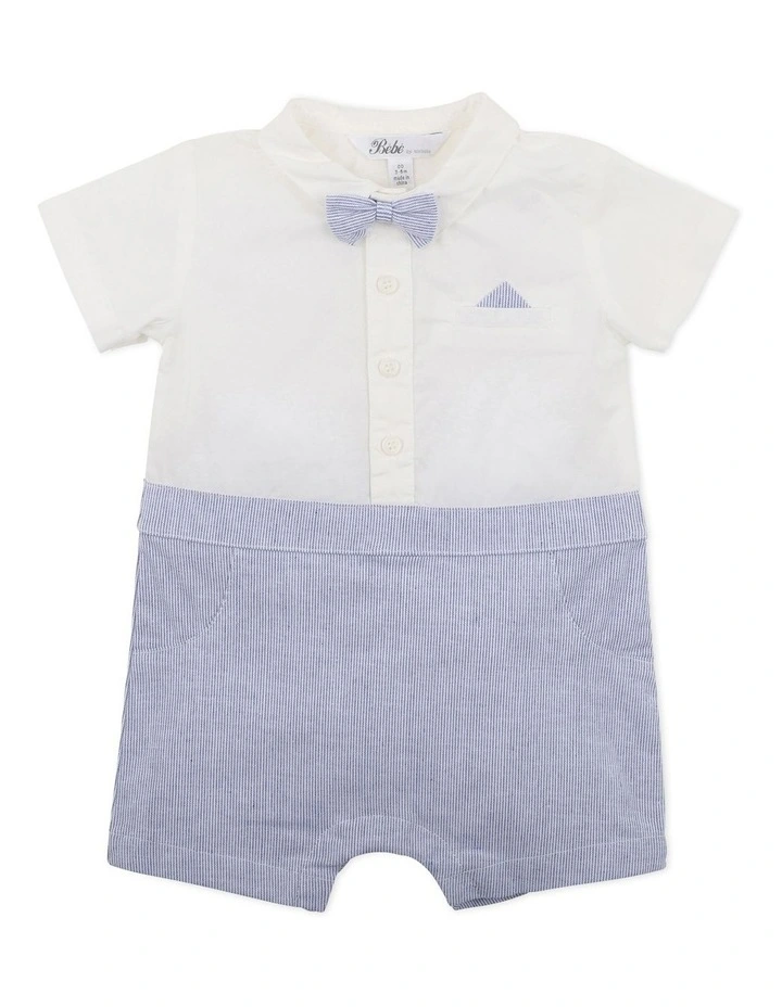 Edward Bowtie Romper In White/Blue Outlet ???? Bebe Edward Bowtie Romper In White/Blue ✔️ -Jack & Milly shop unnamed file 1303