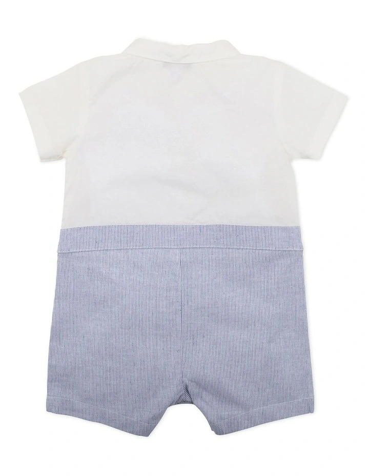 Edward Bowtie Romper In White/Blue Outlet ???? Bebe Edward Bowtie Romper In White/Blue ✔️ -Jack & Milly shop unnamed file 1304