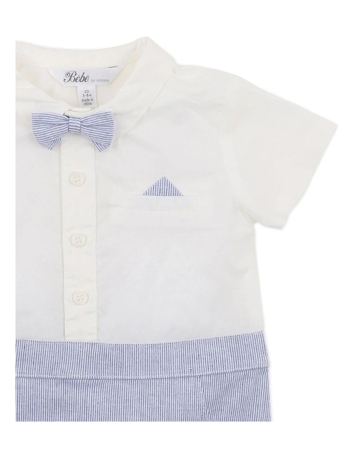 Edward Bowtie Romper In White/Blue Outlet ???? Bebe Edward Bowtie Romper In White/Blue ✔️ -Jack & Milly shop unnamed file 1305