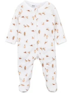 Hot Sale ๐ Bebe Jesse Print Long Sleeve Zip Onesie In White ๐