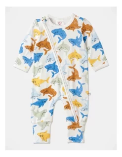 Best Sale 🌟 Sprout Essentials Sharks Coverall In White ⭐