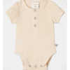 Hot Sale ???? Jack & Milly Naturals Organic Rib Bodysuit In Oatmeal Cream ✨