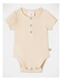 Hot Sale π Jack & Milly Naturals Organic Rib Bodysuit In Oatmeal Cream β¨