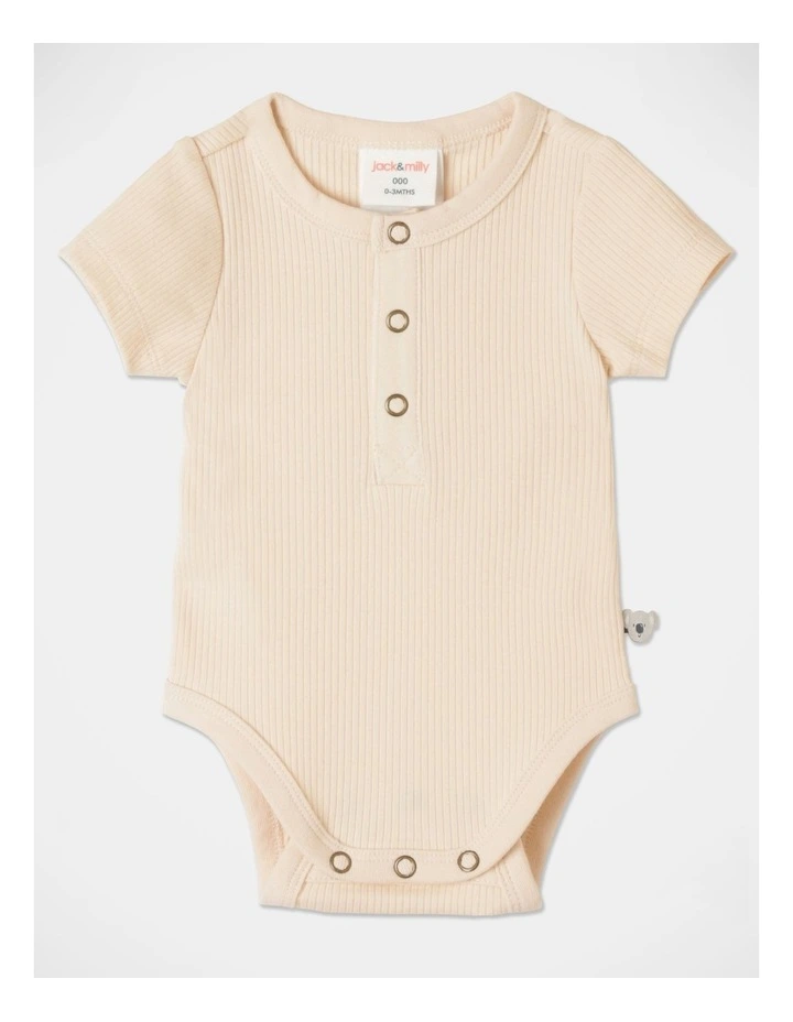 Hot Sale π Jack & Milly Naturals Organic Rib Bodysuit In Oatmeal Cream β¨