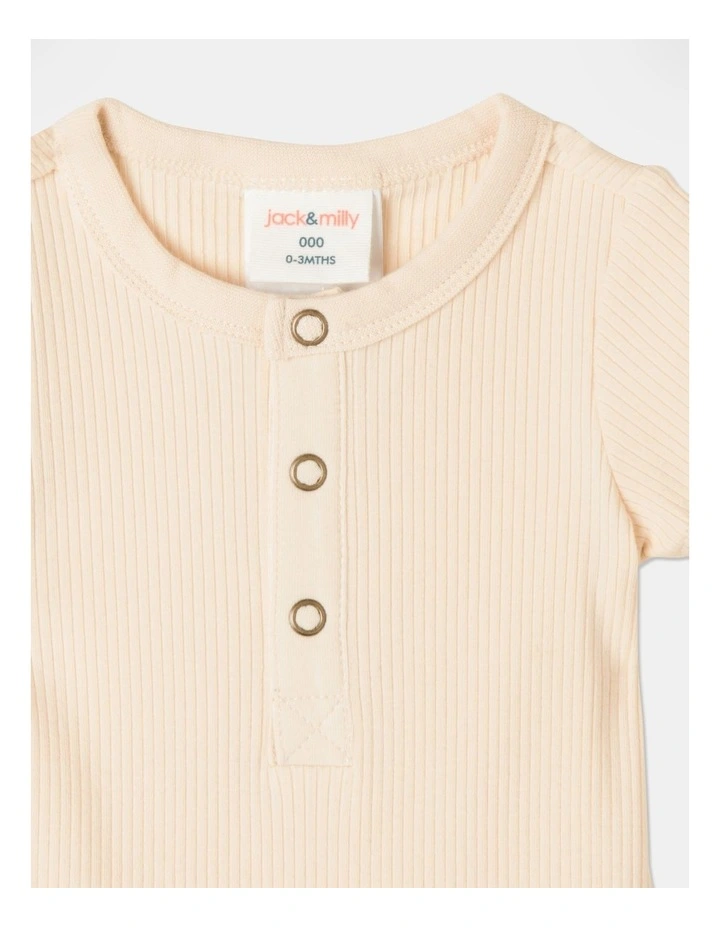 Hot Sale π Jack & Milly Naturals Organic Rib Bodysuit In Oatmeal Cream β¨ - Image 2
