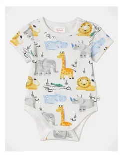 Hot Sale π Sprout Essential Jungle Animal Bodysuit In White π
