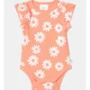 Best Sale 🤩 Sprout Essential Rib Floral Bodysuit In Peach 🌟