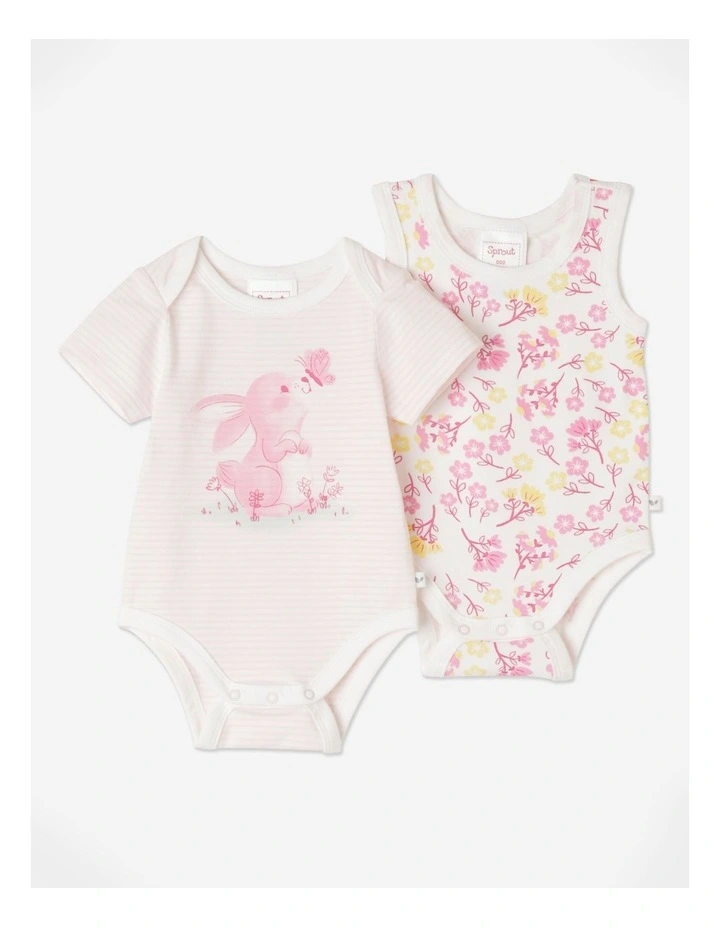 Best Pirce π Sprout Essential Bunny And Floral 2 Piece Mix Bodysuit Set In White βοΈ