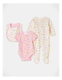 Best reviews of ???? Sprout Essential Rainbow 3 Piece Bodysuit Coverall Bib Set In Cream ????