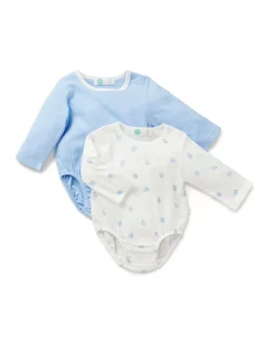 Cheap π Little Green & Co Core Jersey Bodysuit 2 Pack In Blue π€©
