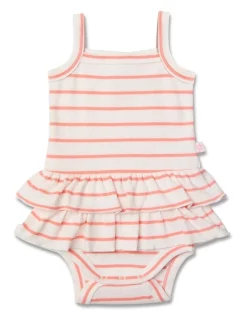 Flash Sale 🧨 Marquise Stripe Frilled Bodysuit In Coral ❤️