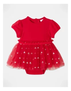 Outlet ✔️ Sprout Tulle Hearts Bodysuit 👗 Dress In Red 👏