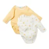 Discount ???? Little Green & Co Core Jersey Bodysuit 2 Pack In Banana ✔️