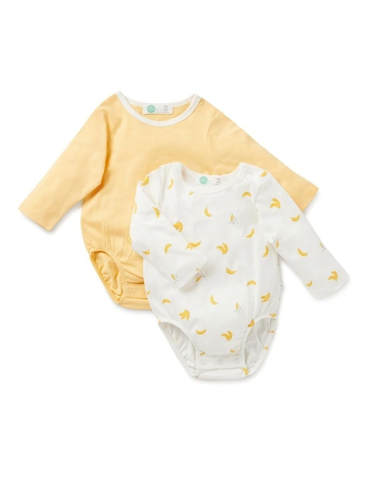 Discount π Little Green & Co Core Jersey Bodysuit 2 Pack In Banana βοΈ
