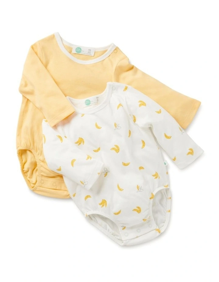 Discount π Little Green & Co Core Jersey Bodysuit 2 Pack In Banana βοΈ - Image 2