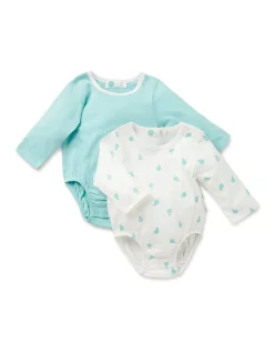 Best Pirce ๐ฅฐ Little Green & Co Core Jersey Bodysuit 2 Pack In Pear ๐