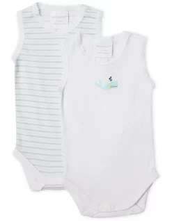 Best reviews of ๐ Marquise Whale Bodysuits 2 Pack In White/Sky Blue Stripe ๐งจ