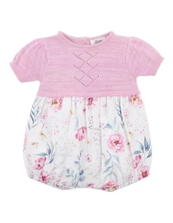 Buy ๐ Bebe Lola Knit Bodice Woven Bodysuit In Pink ๐ฏ