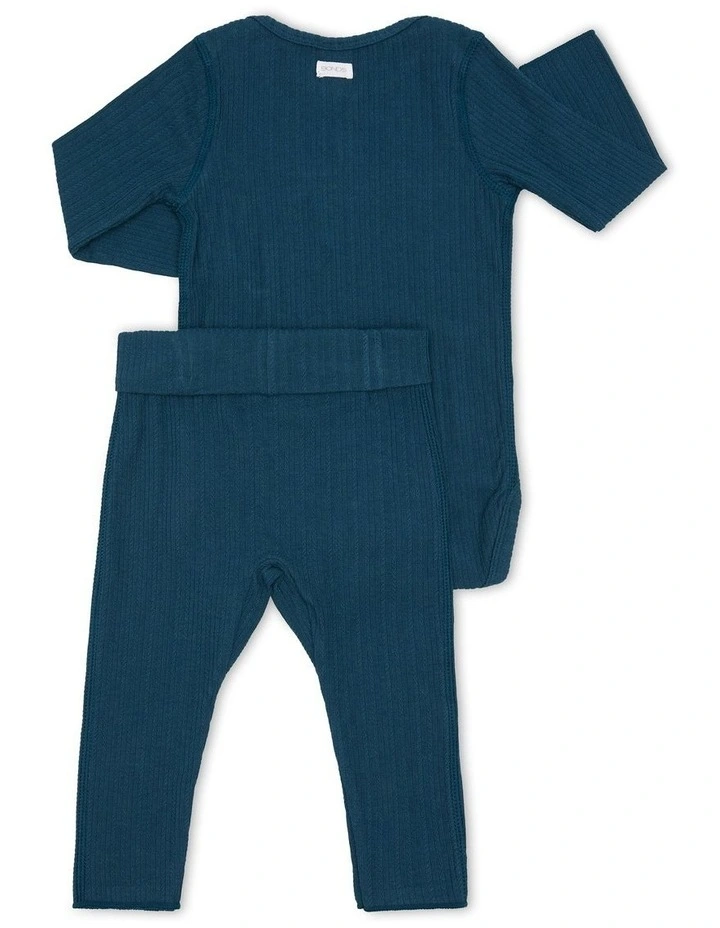 Buy π€© Bonds Pointelle Long Sleeve Bodysuit And Legging Set In Parley Blue π - Image 2