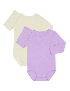 Promo ✔️ Bonds Wondercool Eyelet Long Sleeve Bodysuit 2 Pack In Multi 🎉