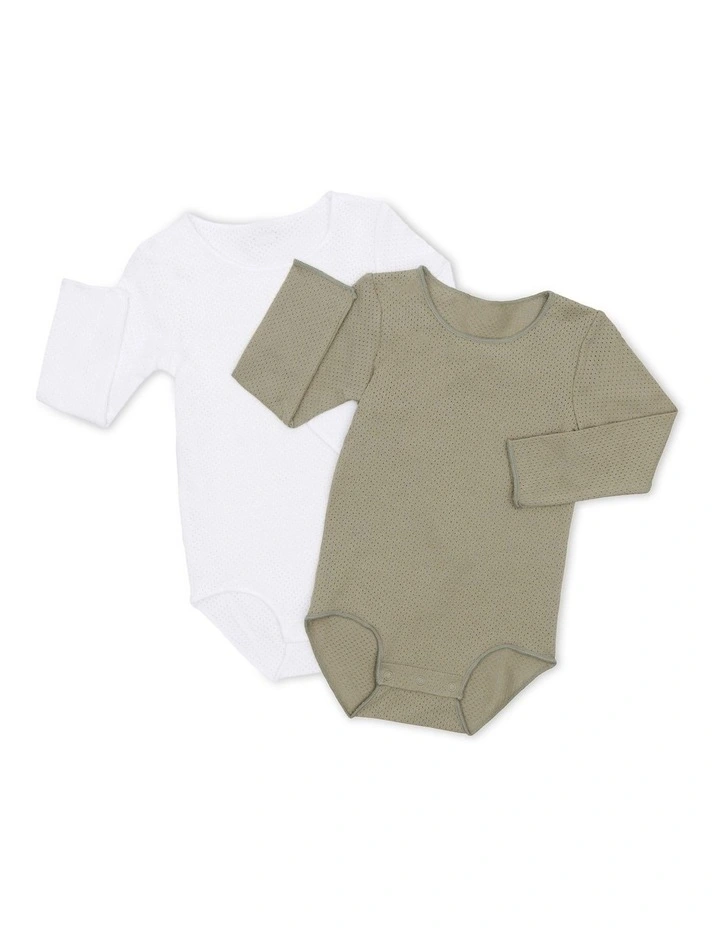 Best deal β Bonds Wondercool Eyelet Long Sleeve Bodysuit 2 Pack In Multi π₯°