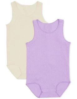 Outlet 🛒 Bonds Wondercool Eyelet Singletsuit 2 Pack Multi 🎁