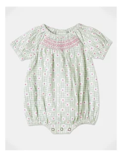 Coupon 𧨠Jack & Milly Sienna Gingham Romper In Light Green π―