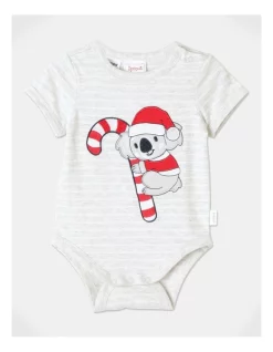 Promo ✨ Sprout 3D Koala Xmas Bodysuit In Grey Marle 🛒