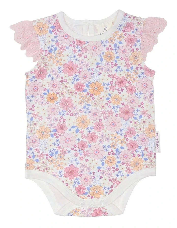 Outlet π€© Peter Rabbit Floral Frill Bodysuit In Pink π₯°