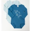 Outlet ???? Bonds Wonderbodies Long Sleeve Bodysuit 2 Pack In Blue Multi ????