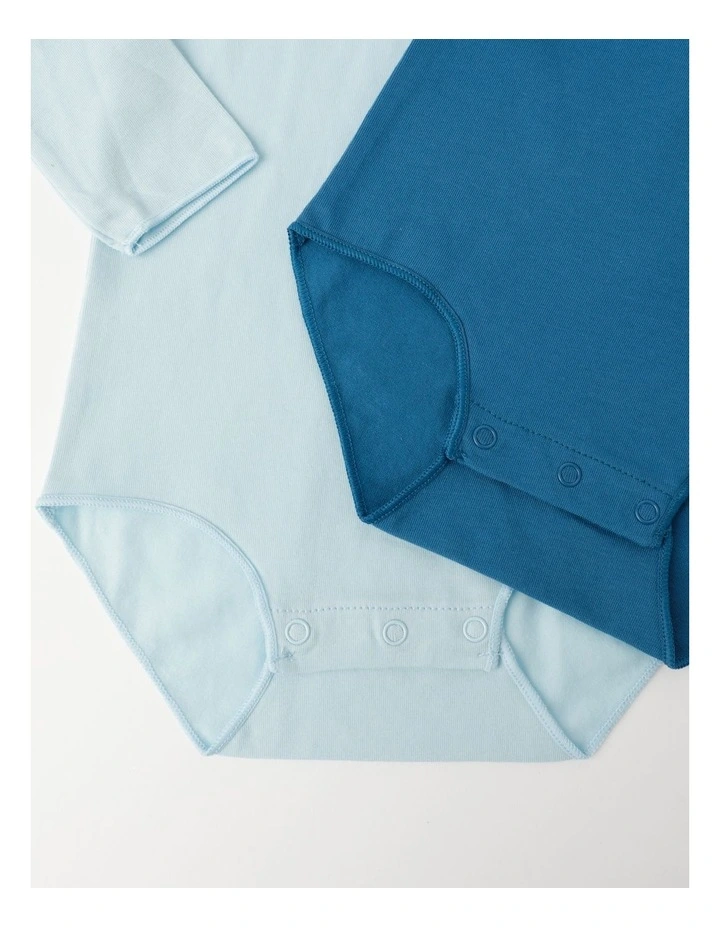 Outlet π Bonds Wonderbodies Long Sleeve Bodysuit 2 Pack In Blue Multi π - Image 3