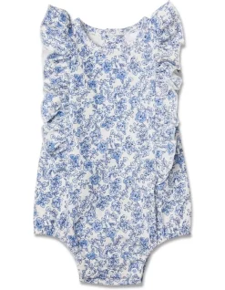Budget ✨ Marquise Flutter Floral Bodysuit In Blue ⌛