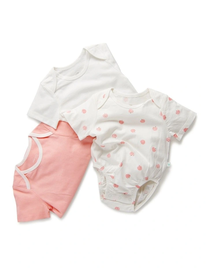 Outlet π₯° Little Green & Co Short Sleeve Bodysuit Sorbet Peach 3 Pack π - Image 2