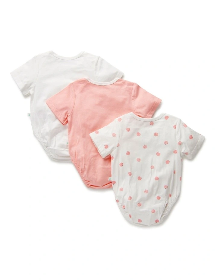 Outlet π₯° Little Green & Co Short Sleeve Bodysuit Sorbet Peach 3 Pack π - Image 3