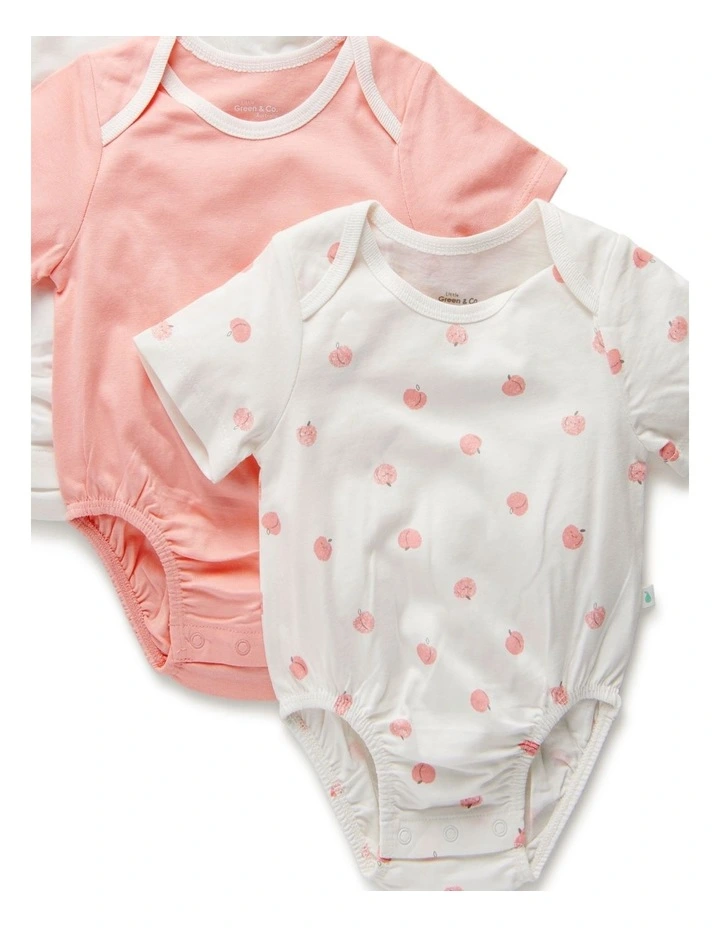 Outlet π₯° Little Green & Co Short Sleeve Bodysuit Sorbet Peach 3 Pack π - Image 4
