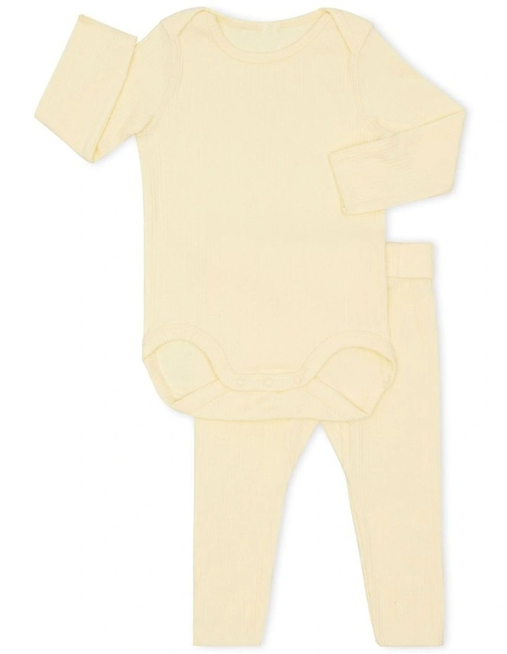 Deals π Bonds Pointelle Long Sleeve Bodysuit And Legging Set In Yellow π