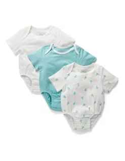 Outlet ๐ฅ Little Green & Co Pear Short Sleeve Bodysuit Ice Green 3 Pack โจ