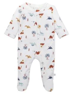 Best Pirce ๐ Bebe Dino Organic Long Sleeve Romper White ๐ฅฐ