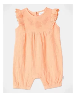 Discount 😉 Sprout Woven Floral Crinkle Romper In Peach ⌛