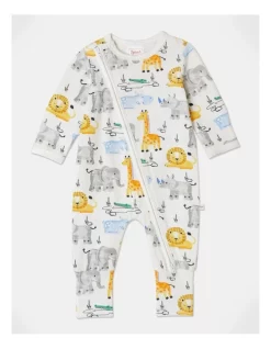 Buy π₯° Sprout Essentials Jungle Animals Coverall In White π―